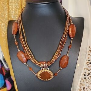 Set Of 2 Chocolate,Chestnut, And Gold  Necklaces